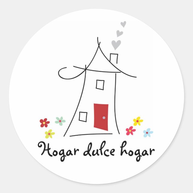 Pegatina Redonda Hogar dulce / Hogar Dulce Hogar (Anverso)