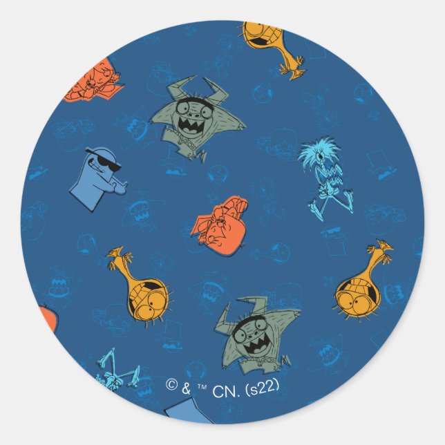 Pegatina Redonda Hogar Foster para amigos imaginarios | Patrón de d (Anverso)