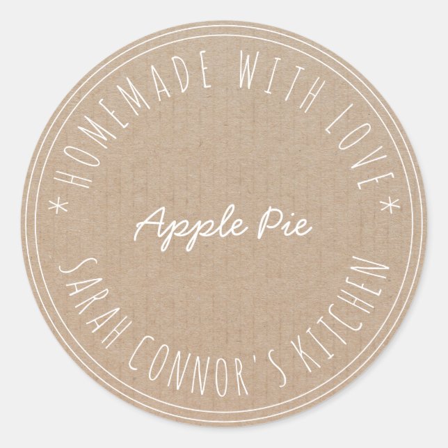 Pegatina Redonda Hogar hecho con amor Apple Pie Kraft Baking (Anverso)
