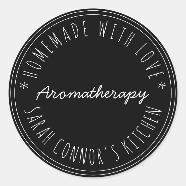 Pegatina Redonda Hogar hecho con amor Aromaterapía Kraft (Anverso)
