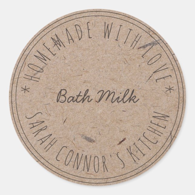 Pegatina Redonda Hogar hecho con amor Bath Milk Kraft Spa (Anverso)