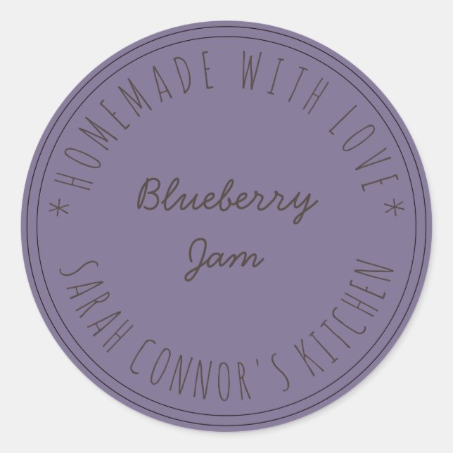 Pegatina Redonda Hogar hecho con amor Blueberry Jam Purple (Anverso)