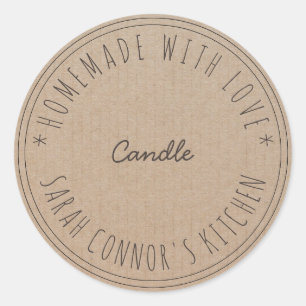 Pegatina Redonda Hogar hecho con amor Candle Kraft Paper