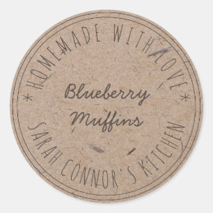 Pegatina Redonda Hogar hecho con amor Muffins Kraft Baking Kraft