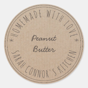Pegatina Redonda Hogar hecho con amor Peanut Butter Kraft Baking
