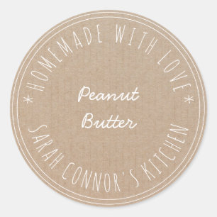 Pegatina Redonda Hogar hecho con amor Peanut Butter Kraft Baking