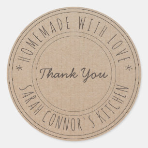 Pegatina Redonda Hogar hecho con amor Vintage Simple Kraft Paper