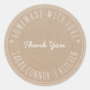 Pegatina Redonda Hogar hecho con amor Vintage Simple Kraft Paper