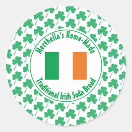 Pegatina Redonda Hogar HECHO IRISH SODA BREAD Bandera de Irlanda Sh