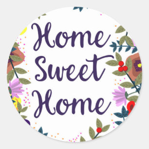 Pegatina Redonda Hogar Sweet Home Floral Reef