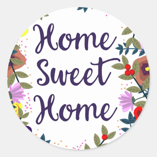 Pegatina Redonda Hogar Sweet Home Floral Reef (Anverso)