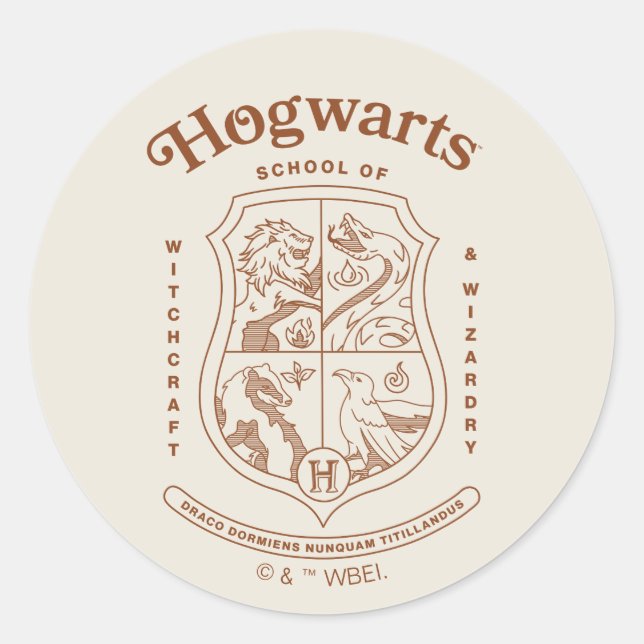 Pegatina Redonda HOGWARTS™ School of Witchcraft and Wizardry Crest (Anverso)