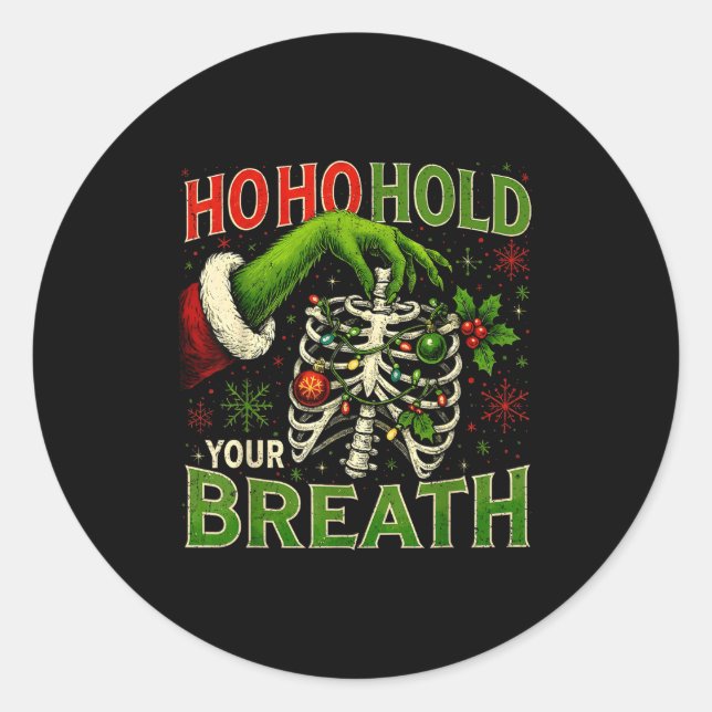 Pegatina Redonda Hoho Hold Your Breath Funny Nurse Christmas  (Anverso)