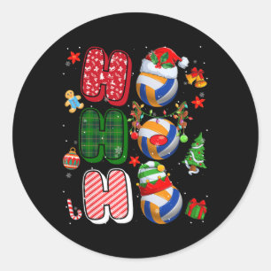Pegatina Redonda Hohoho Santa Elf Voleibol de renos