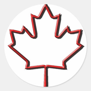 Pegatina Redonda Hoja de arce canadiense Grabado en relieve