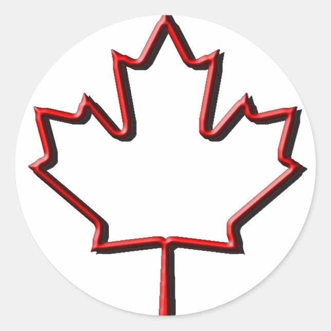 Pegatina Redonda Hoja de arce canadiense Grabado en relieve (Anverso)