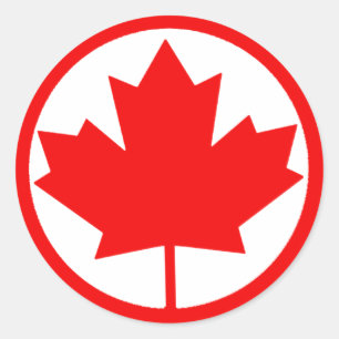 Pegatina Redonda Hoja de Arce de Canadá