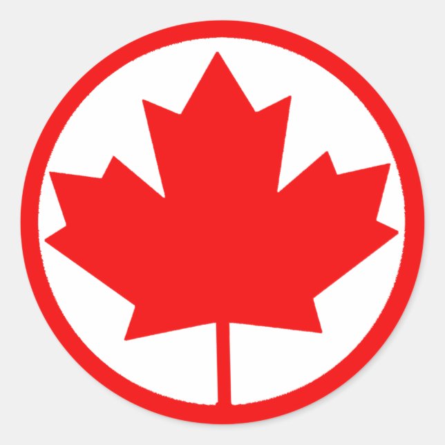 Pegatina Redonda Hoja de Arce de Canadá (Anverso)