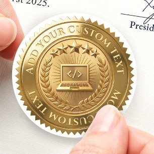 Pegatina Redonda Hoja de oro personalizada para desarrollador de so