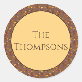 Pegatina Redonda Hoja de otoño elegante