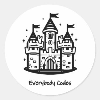 Pegatina Redonda Hoja de Pegatinas del Reino de Algoritmia