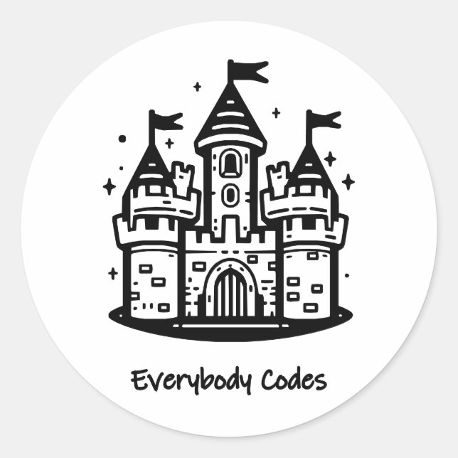 Pegatina Redonda Hoja de Pegatinas del Reino de Algoritmia (Anverso)