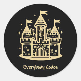 Pegatina Redonda Hoja de Pegatinas del Reino de Algoritmia