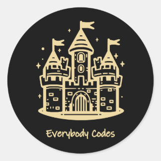 Pegatina Redonda Hoja de Pegatinas del Reino de Algoritmia