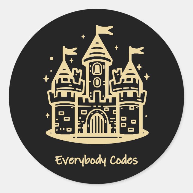 Pegatina Redonda Hoja de Pegatinas del Reino de Algoritmia (Anverso)