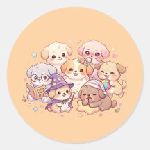 Hoja de Stickers de Cachorros Pastel Adorables