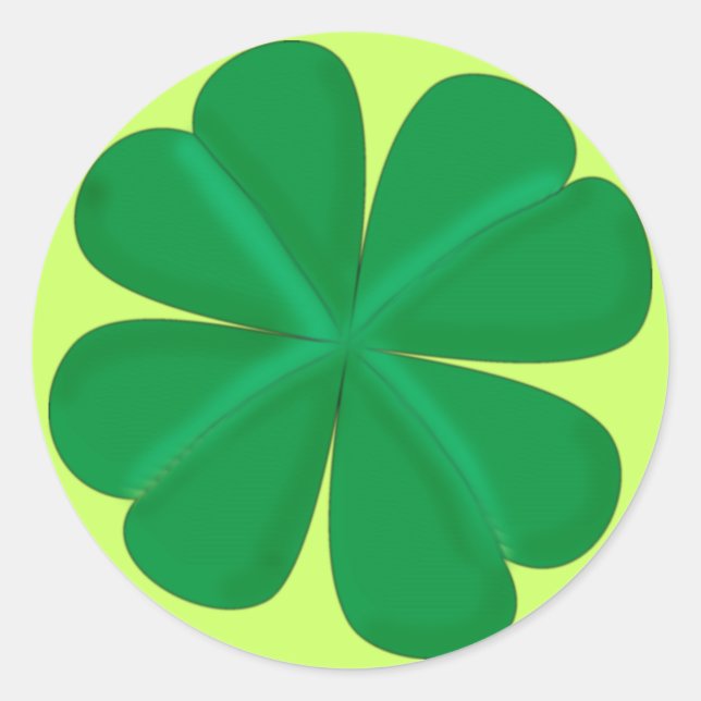 Pegatina Redonda Hoja de trébol vierblättrig amuletos (Anverso)