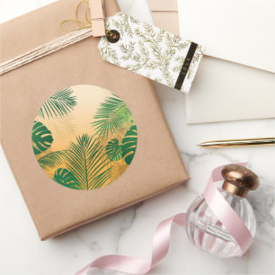 Pegatina Redonda Hojas 4