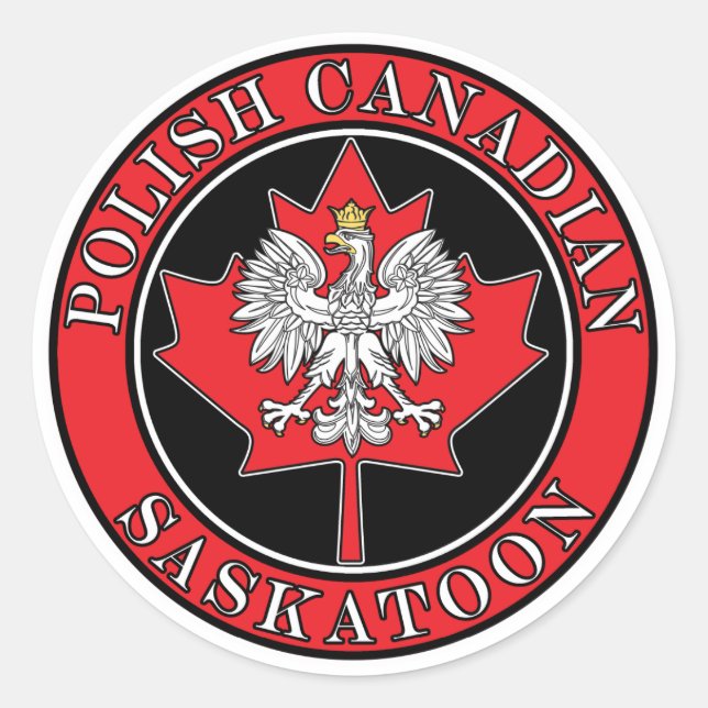 Pegatina Redonda Hojas canadienses de la ronda de Saskatoon (Anverso)