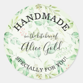 Pegatina Redonda Hojas de Acuarela HECHAS A MANO para Ti | Regalos 