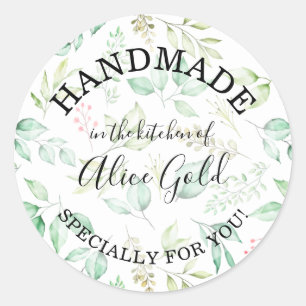 Pegatina Redonda Hojas de Acuarela HECHAS A MANO para Ti   Regalos 