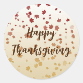 Pegatina Redonda Hojas de arce de Acción de Gracias