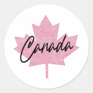 Pegatina Redonda Hojas de arce de Canadá