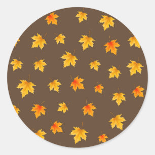 Pegatina Redonda Hojas de arce de otoño