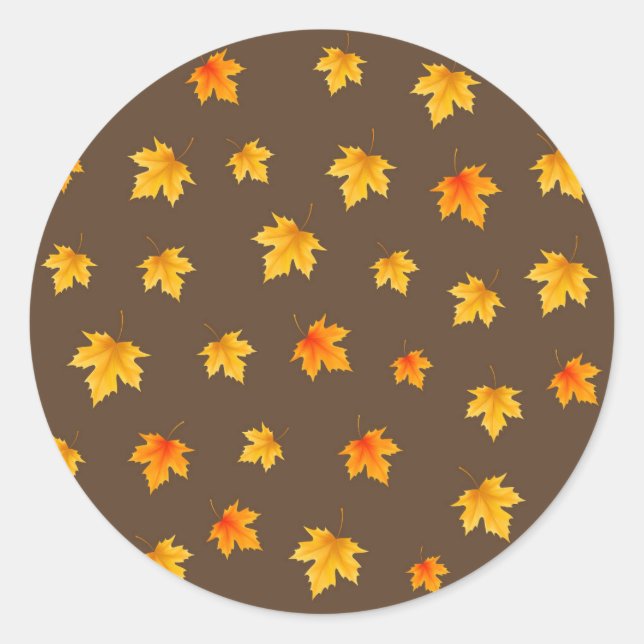 Pegatina Redonda Hojas de arce de otoño (Anverso)