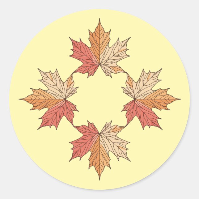 Pegatina Redonda Hojas de arce de otoño geometría (Anverso)