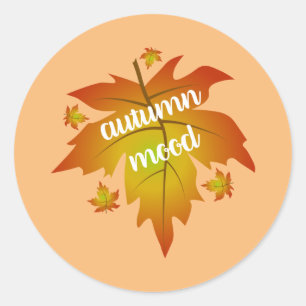 Pegatina Redonda Hojas de arce en la tipografía de humor de otoño