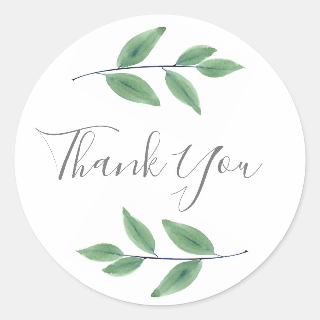 Pegatina Redonda Hojas de color de agua verde (Anverso)