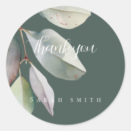 Pegatina Redonda  Hojas de eucalipto elegantes 