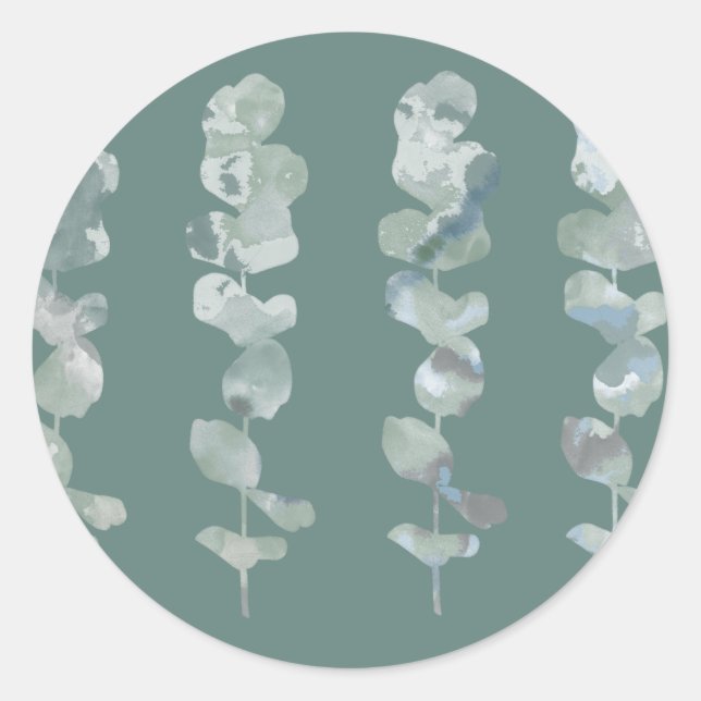 Pegatina Redonda Hojas de Eucalyptus (Anverso)