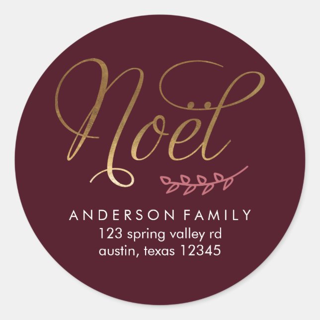 Pegatina Redonda Hojas de invierno (Anverso)