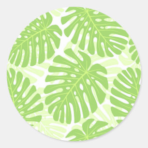 Pegatina Redonda Hojas de la planta tropical - modelo de Monstera