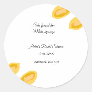 Pegatina Redonda hojas de limón dibujadas a mano añaden invitación 