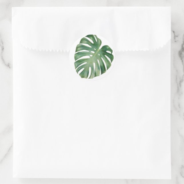 Pegatina Redonda Hojas de monstera (Bolso)