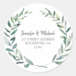 Pegatina Redonda Hojas de oliva botánicas acuarelas sellas Bodas