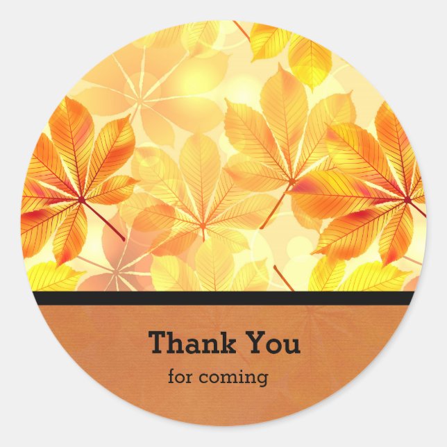 Pegatina Redonda Hojas de otoño (Anverso)